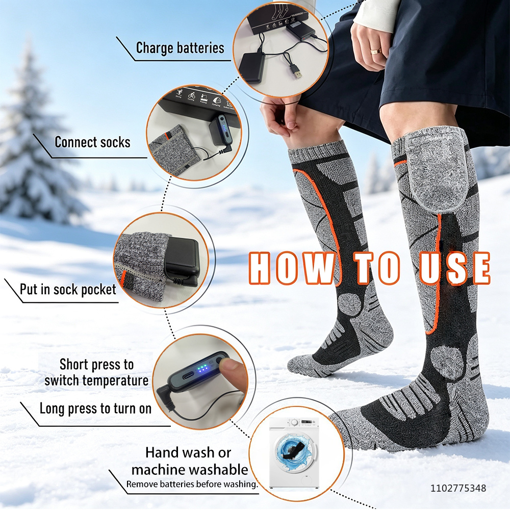 새로운 가열 양말 충전식 6000mah 전기 가열 스키 - Thermal Sock Winter 리뷰 및 가격
